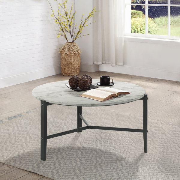 Wrought Studio Myranda Faux White Marble And Black Coffee Table Wayfair